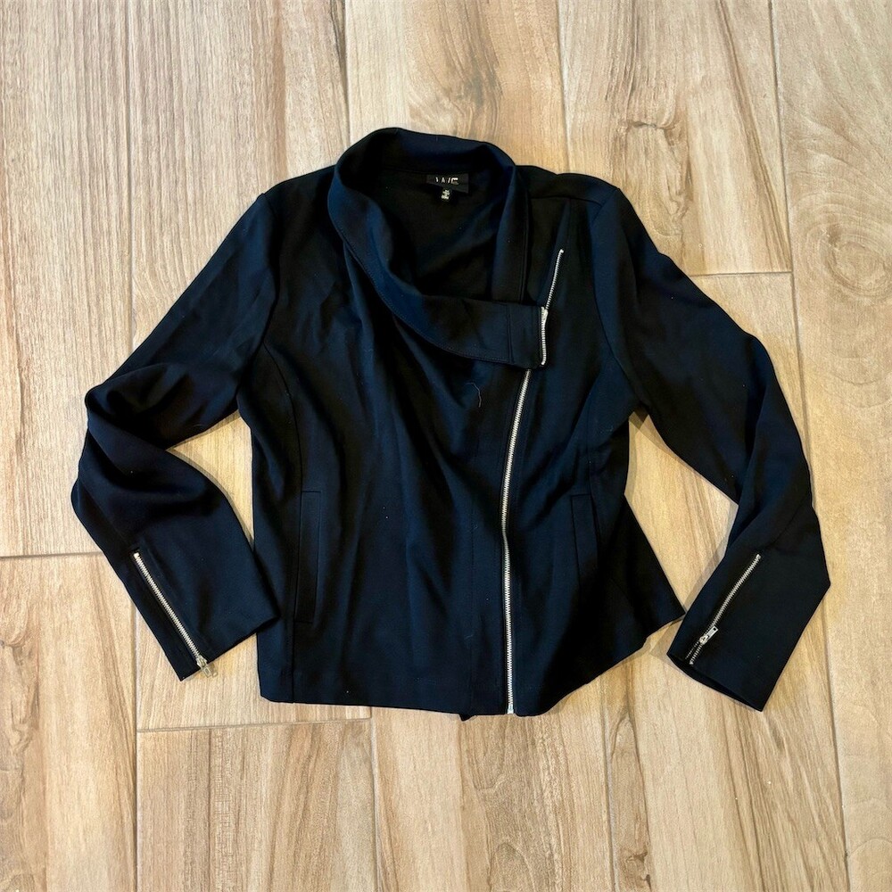 W5 Moto Jacket Womens Size M Black Asymmetrical Zip Stretch Workwear